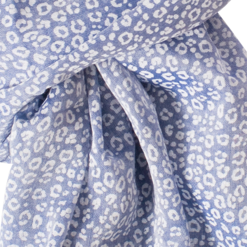 Modal/Chambray Scarf in Blue & White Leopard