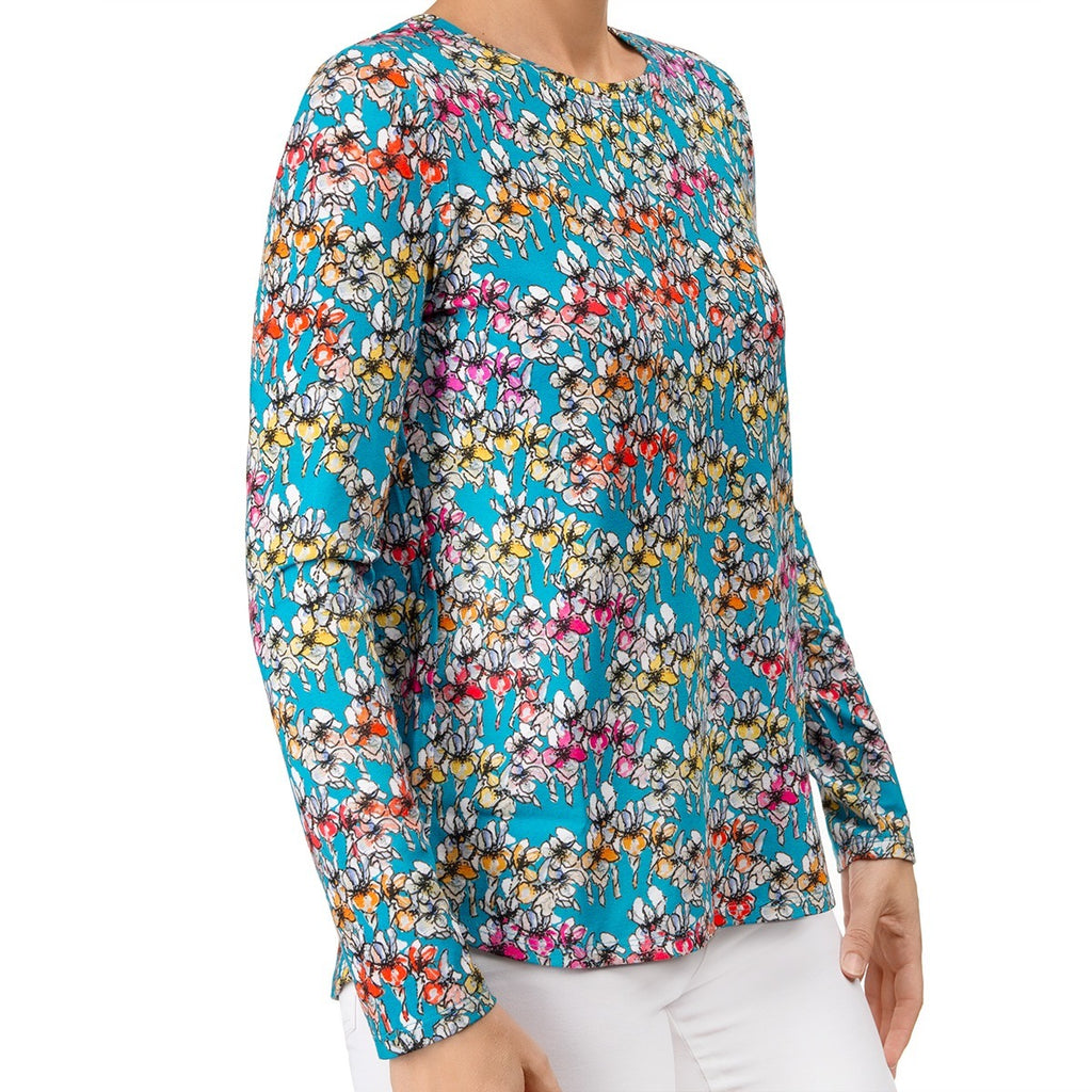 Yoke Relaxed Tee in Fiori Acqua