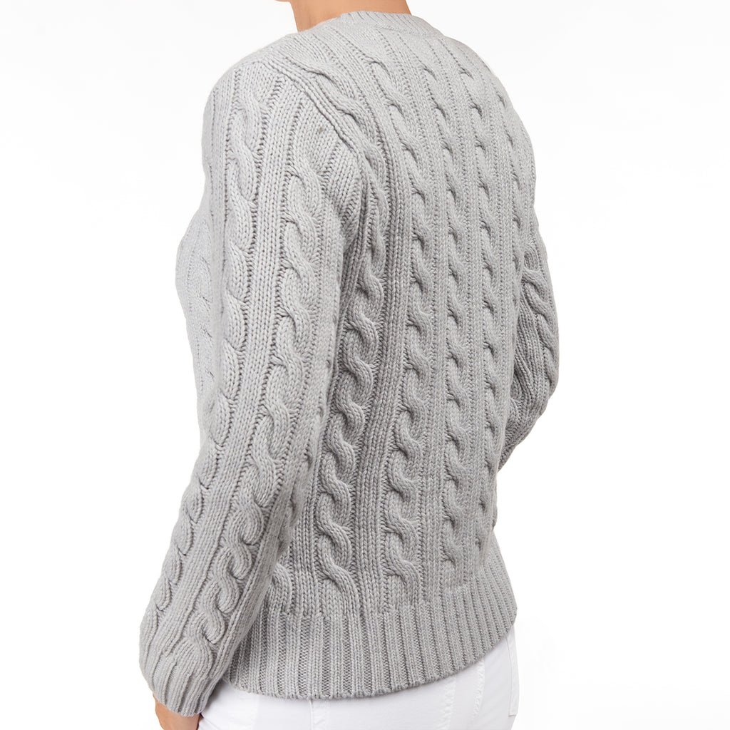 Cable Knit Pullover in Pale Grey