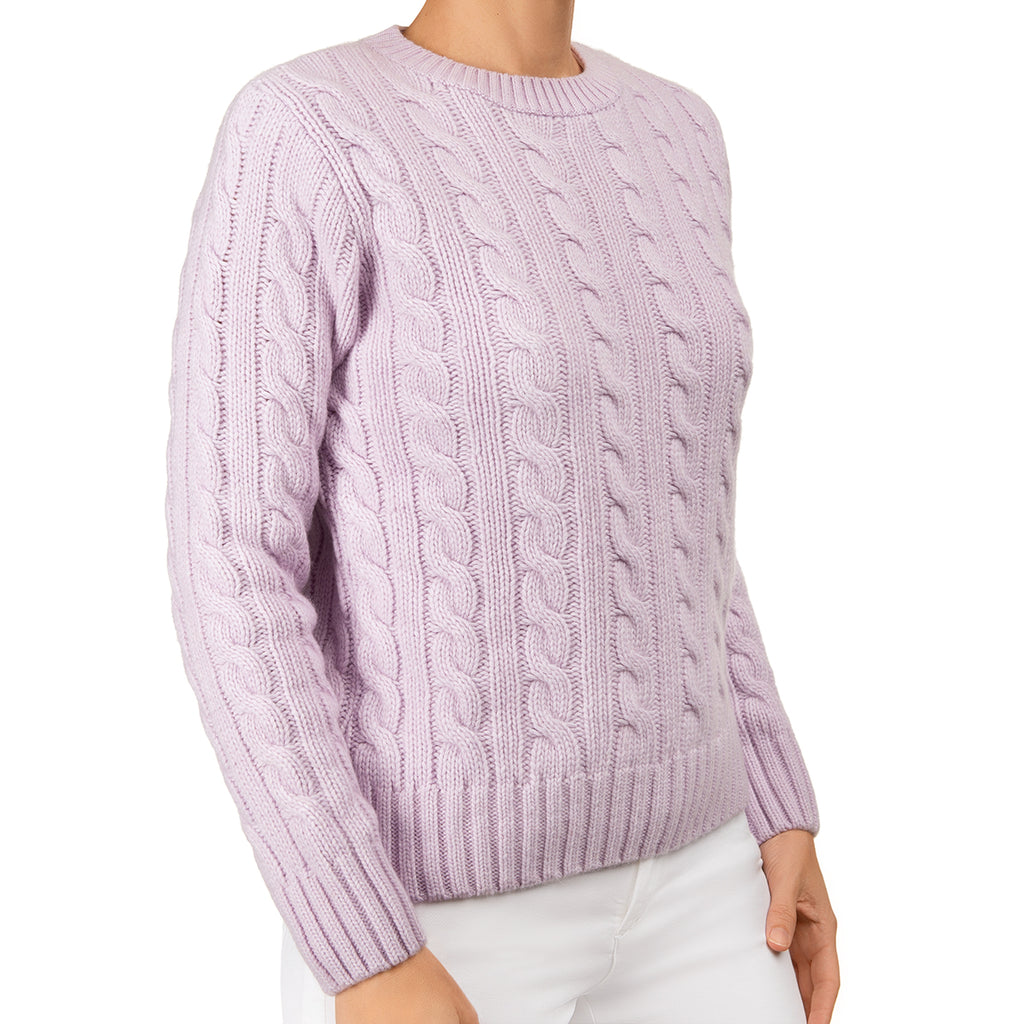 Cable Knit Pullover in Lilac