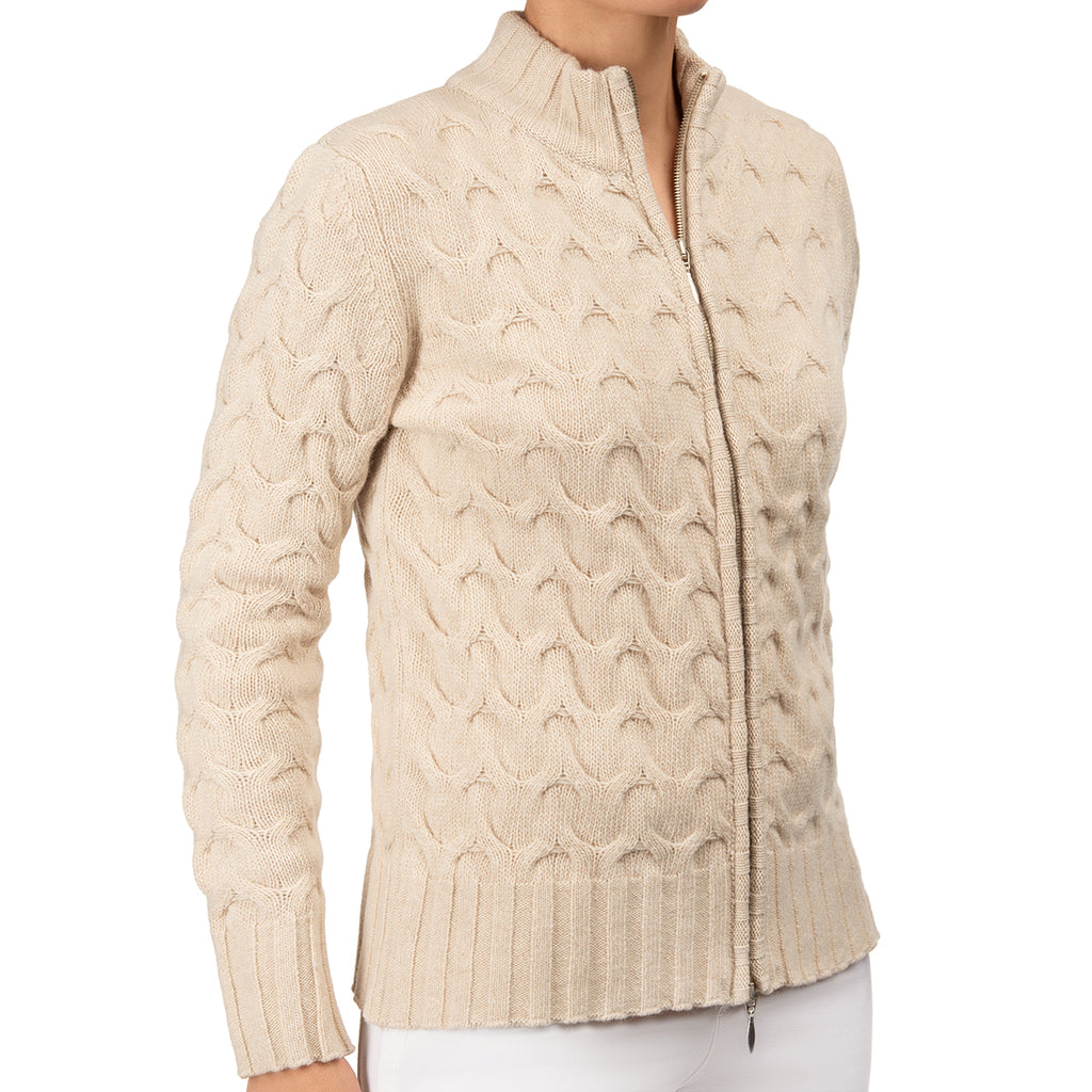 Cable Knit Cardigan in Beige