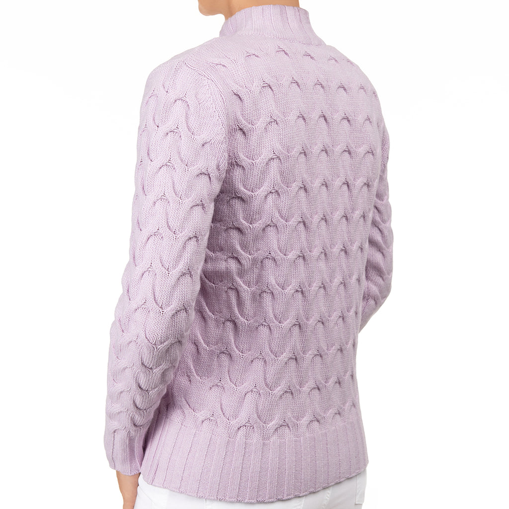 Cable Knit Cardigan in Lilac