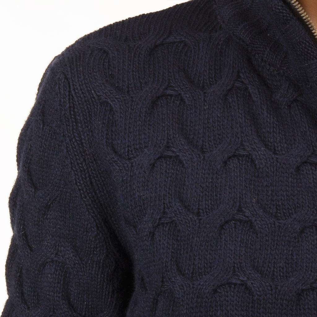 Cable Knit Cardigan in Navy