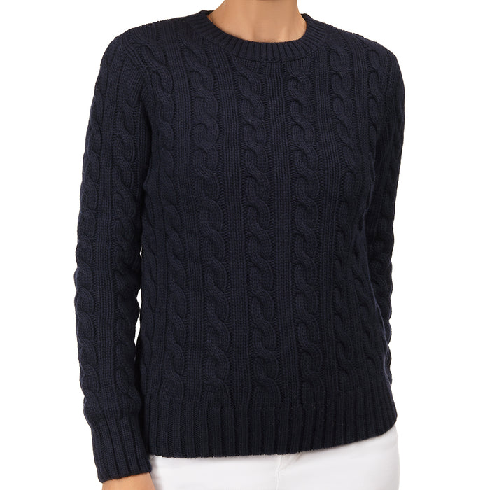 Cable Knit Pullover in Navy