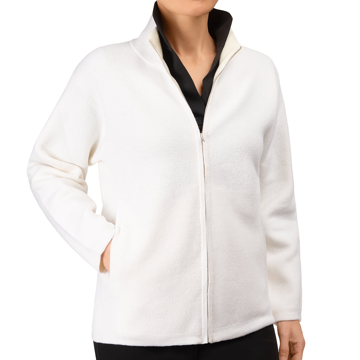 Maglificio Mapier Cashmere Wool Zip Cardigan in White White XL