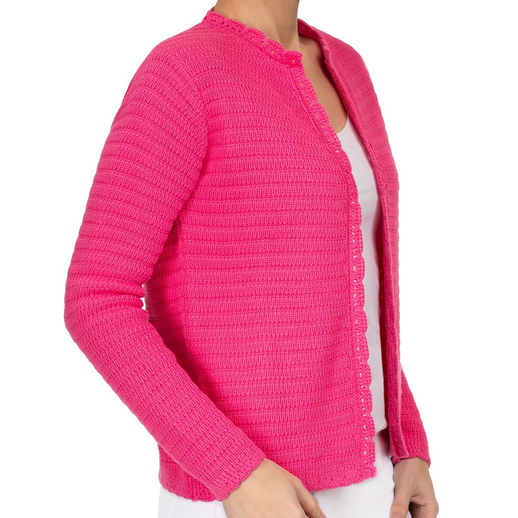 Scallop Edge Cardigan in Passion Pink