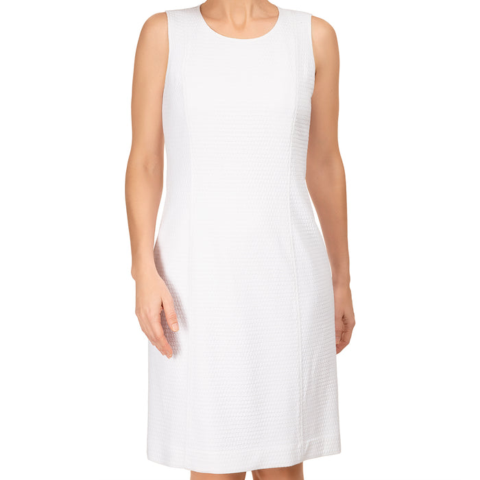 Sleeveless Jacquard Knit Dress in White