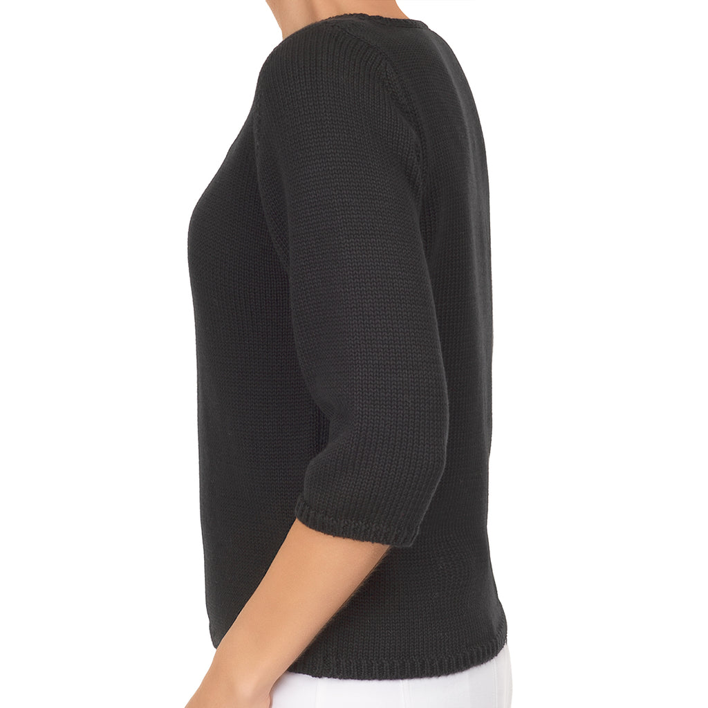 3/4 Sleeve Pullover in Black