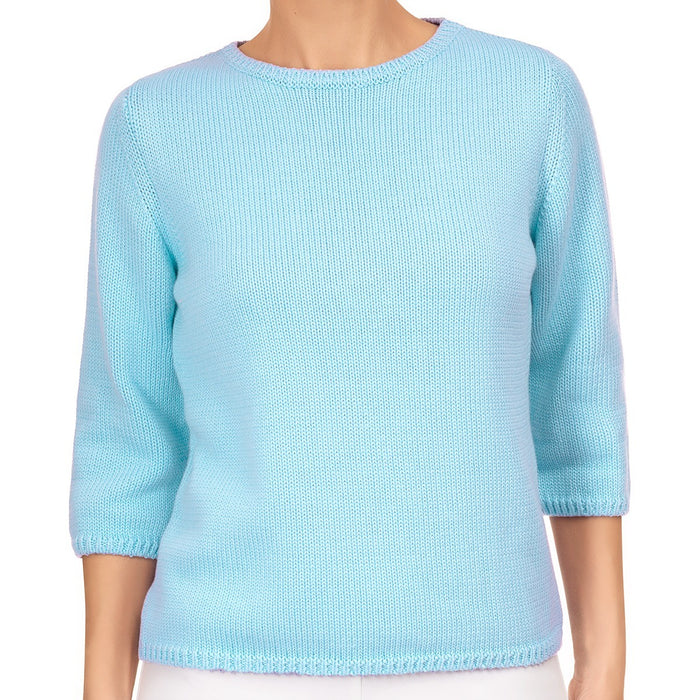 3/4 Sleeve Pullover in Turquoise