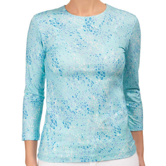 Shaped Knit Tee in Turquoise Leo
