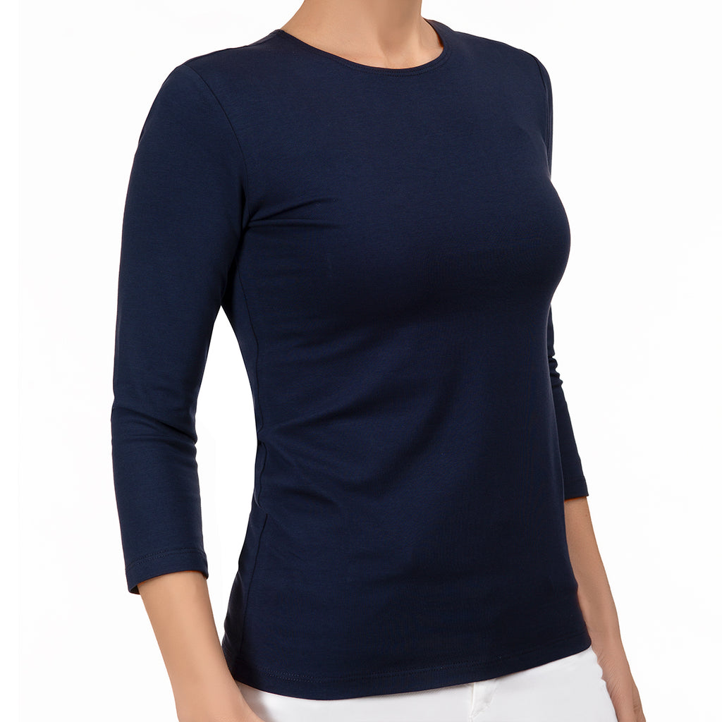 Shaped Knit Tee in Navy (C)