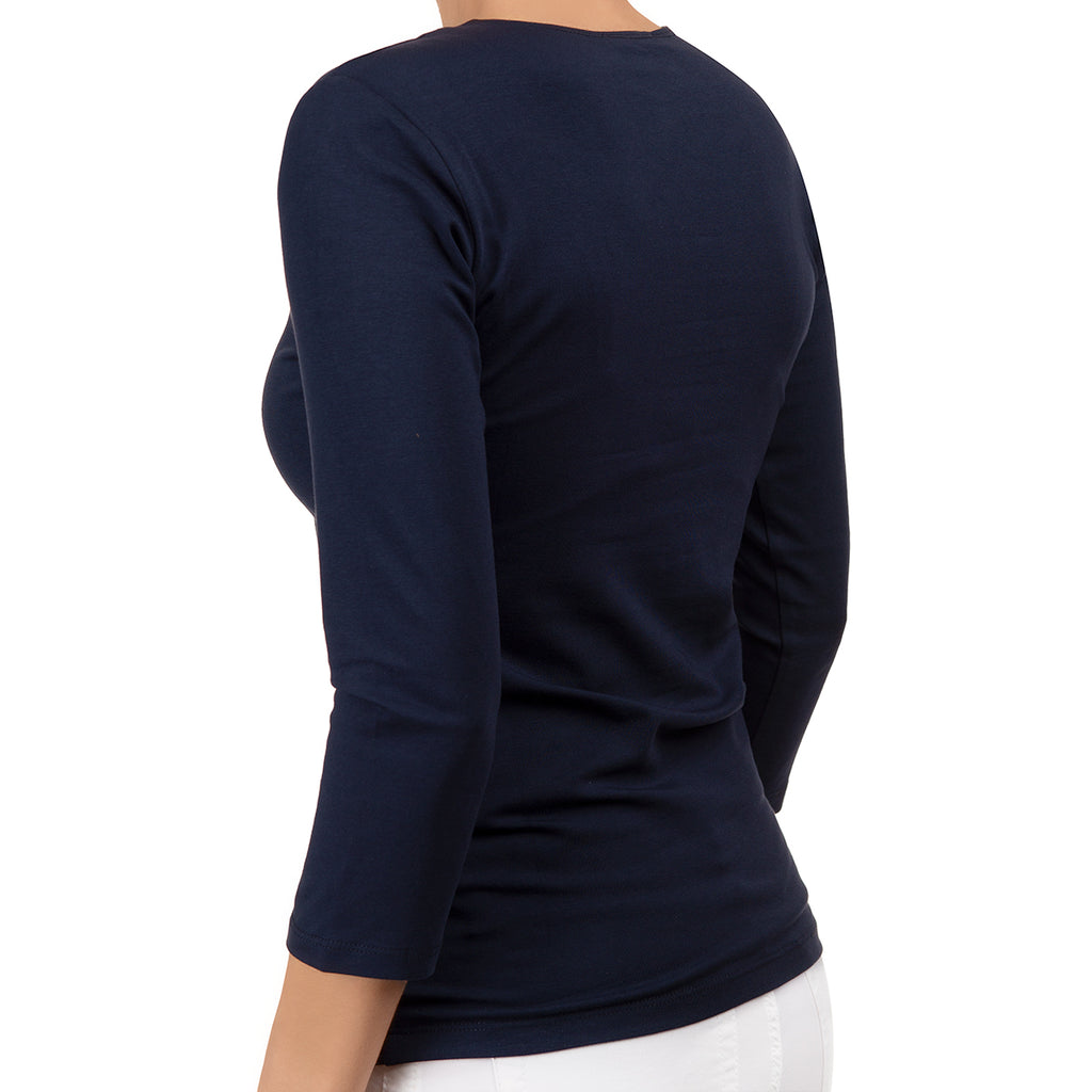 Shaped Knit Tee in Navy (C)