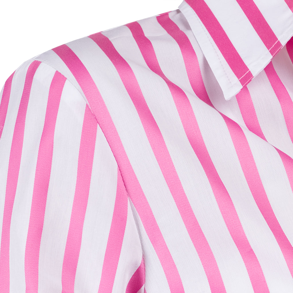 3/4 Sleeve Relax Fit Shirt in Pink/White Stripes