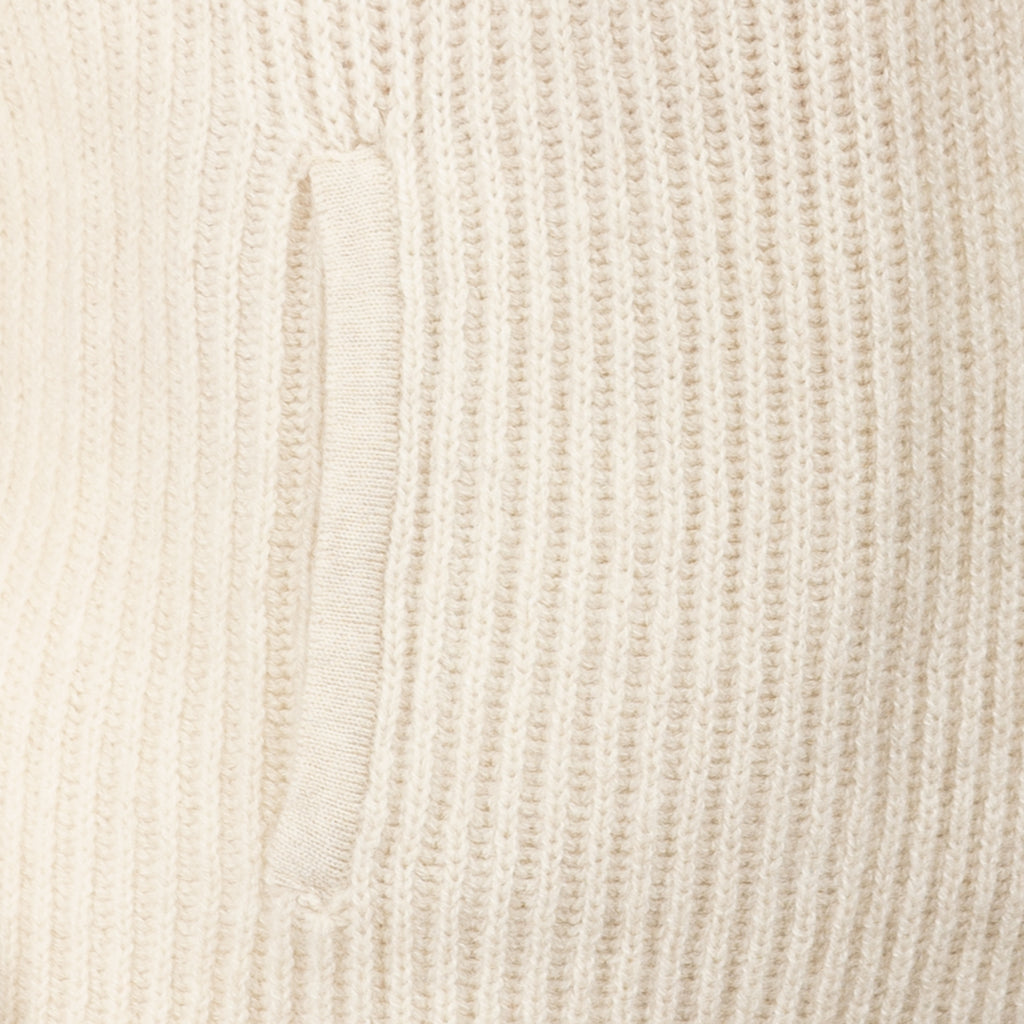 Cashmere & Wool Rib Zip Cardigan in Latte