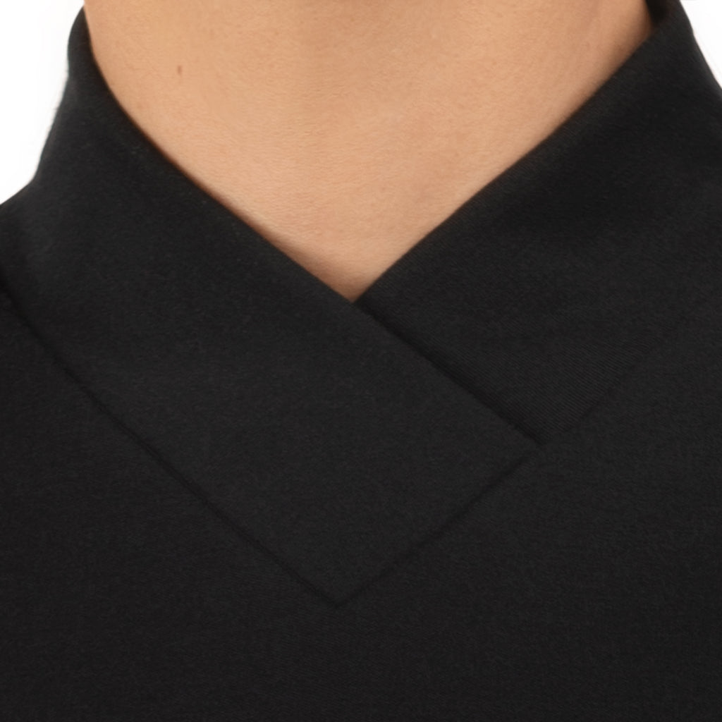 LS Overlay V Neck Tee in Black