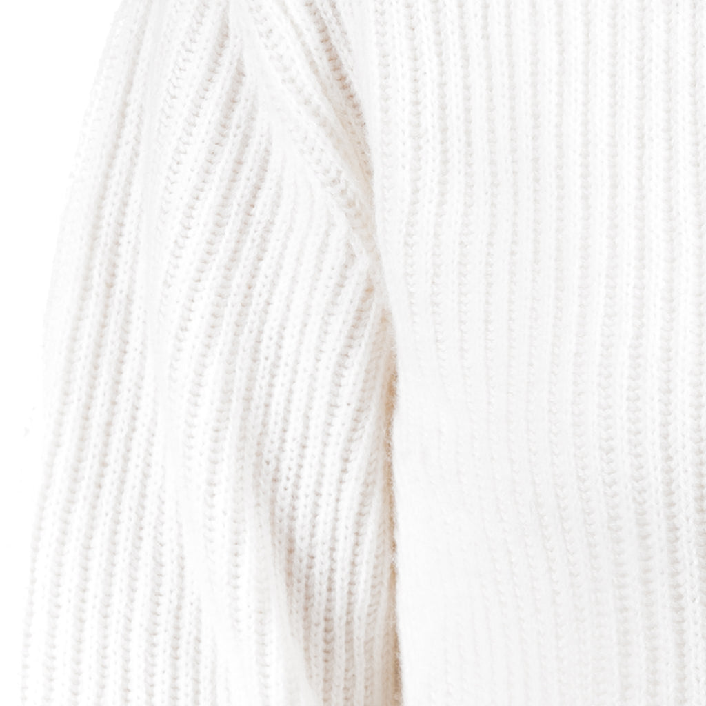 Cashmere & Wool Rib Zip Cardigan in White