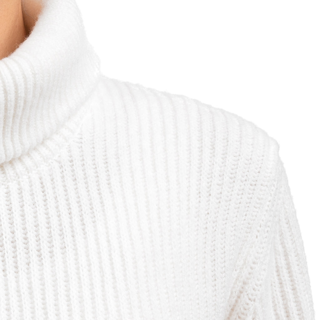 Cashmere & Wool Rib Zip Cardigan in White