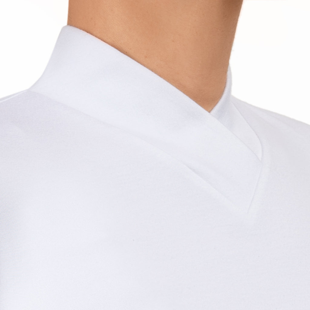 LS Overlay V Neck Tee in White