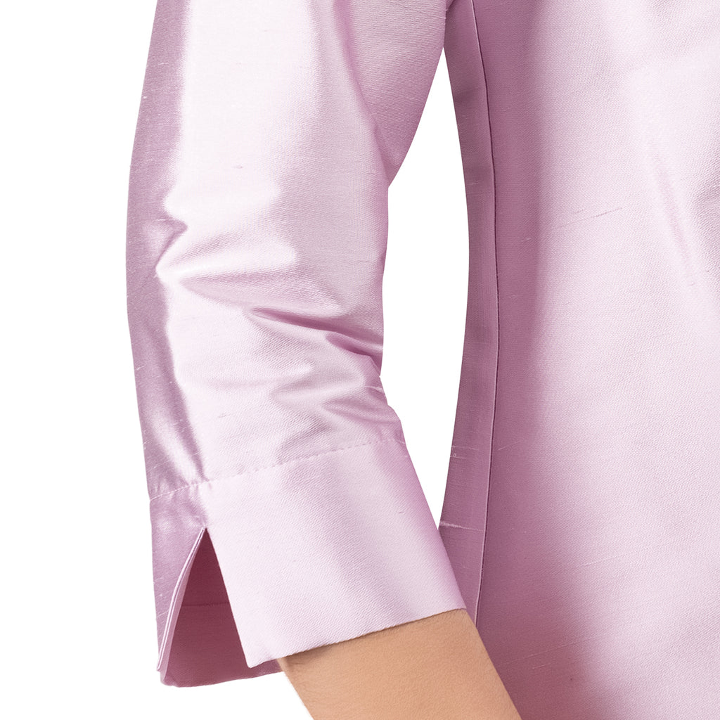 Notch Collar Dupioni Blouse in Pink