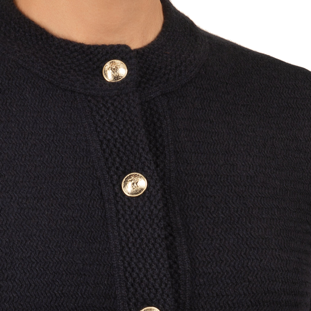 Traforato Trim Cardigan in Navy