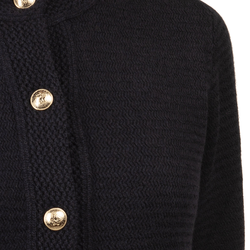 Traforato Trim Cardigan in Navy