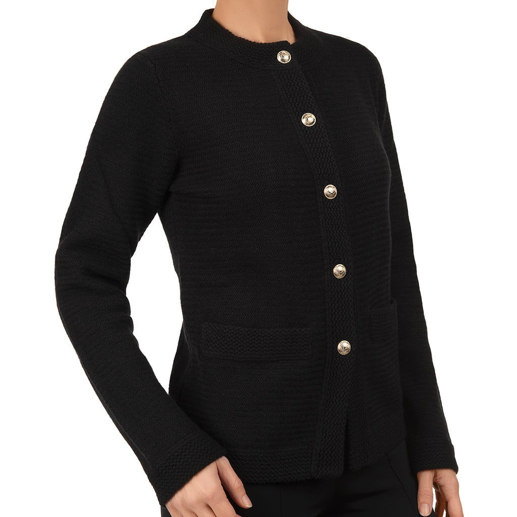 Traforato Trim Cardigan in Black