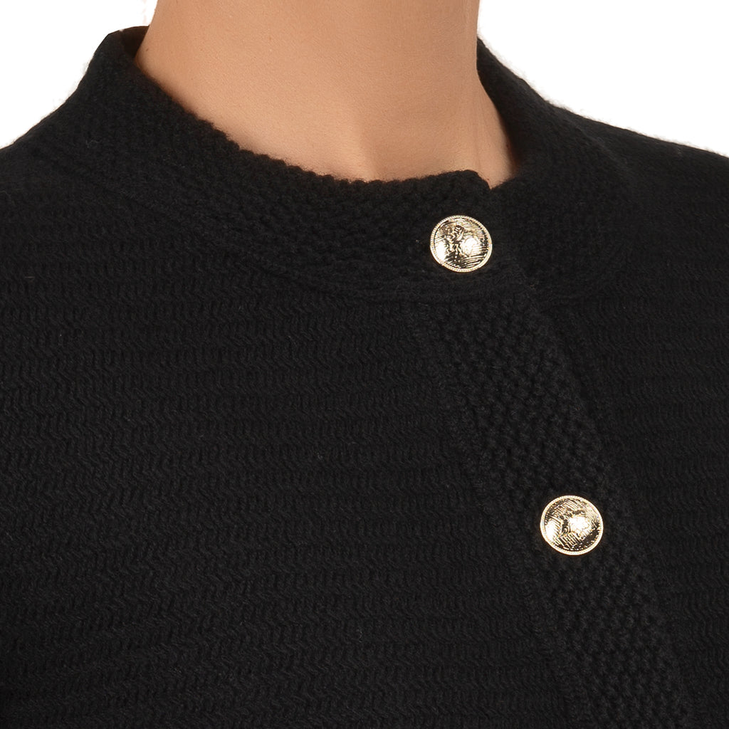 Traforato Trim Cardigan in Black