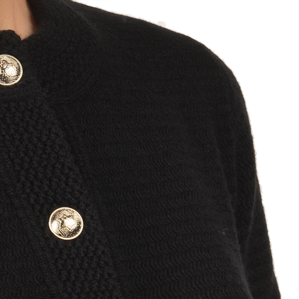 Traforato Trim Cardigan in Black