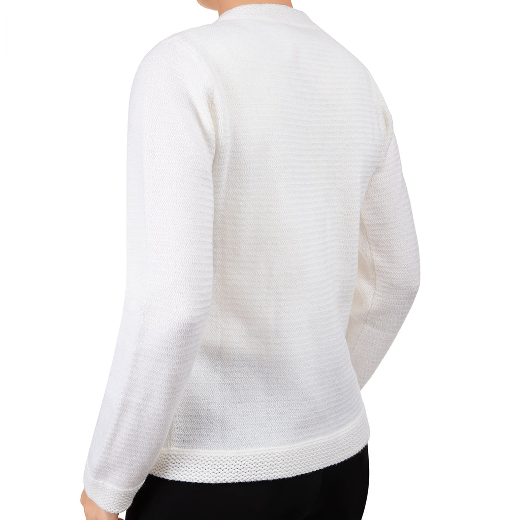 Traforato Trim Cardigan in White