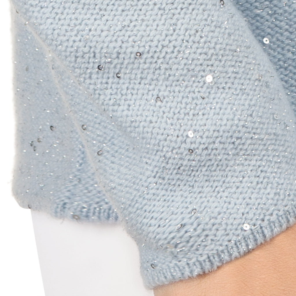 Sequin Cashmere & Wool Pullover in Pale Blue