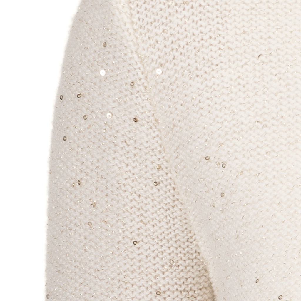 Sequin Cashmere & Wool Pullover in Cream