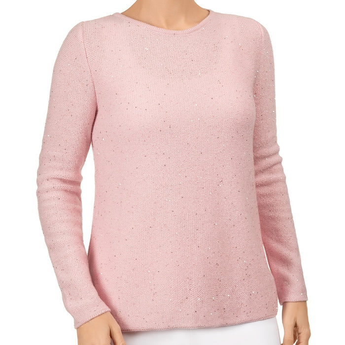 Sequin Cashmere & Wool Pullover in Pink