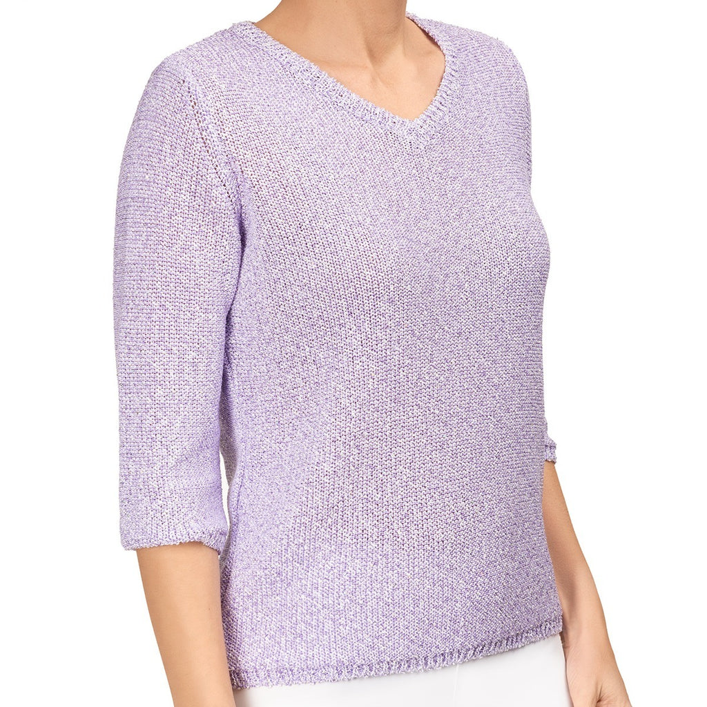 V Neck Cotton Pullover in Lilac