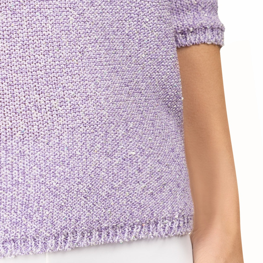 V Neck Cotton Pullover in Lilac