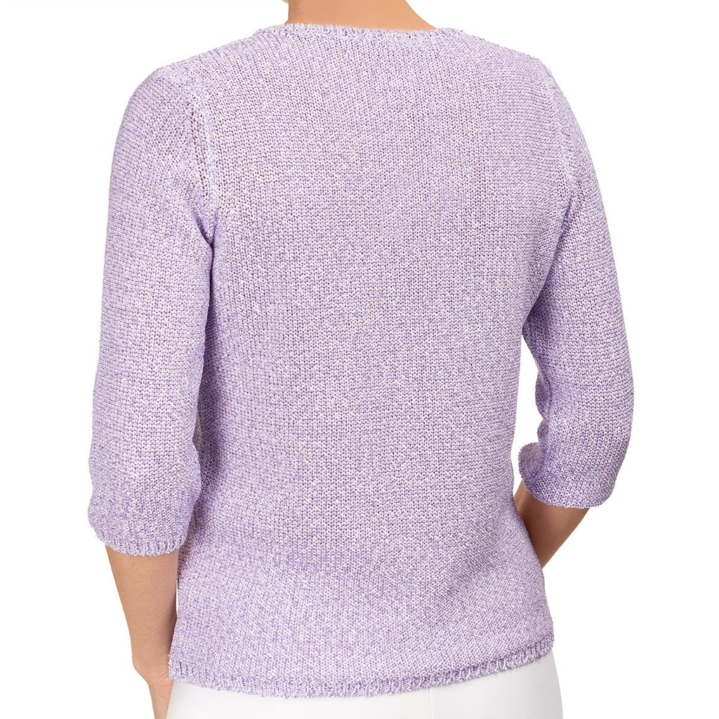 V Neck Cotton Pullover in Lilac