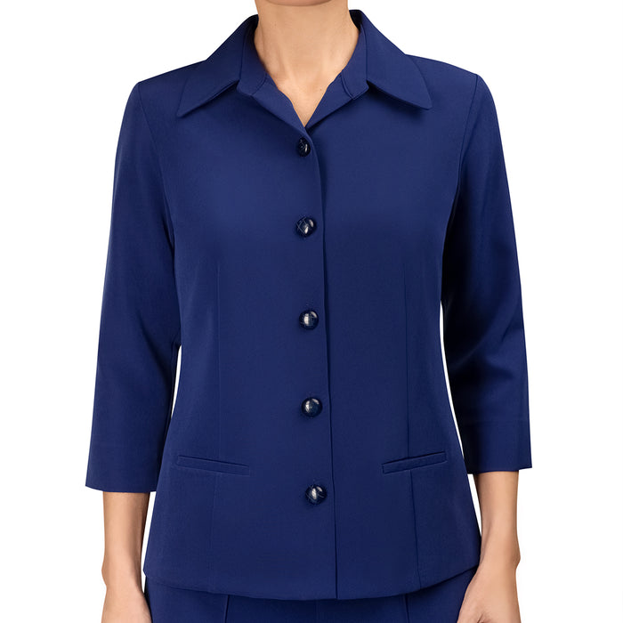 Fitted Blouse with Pockets in Sapphire