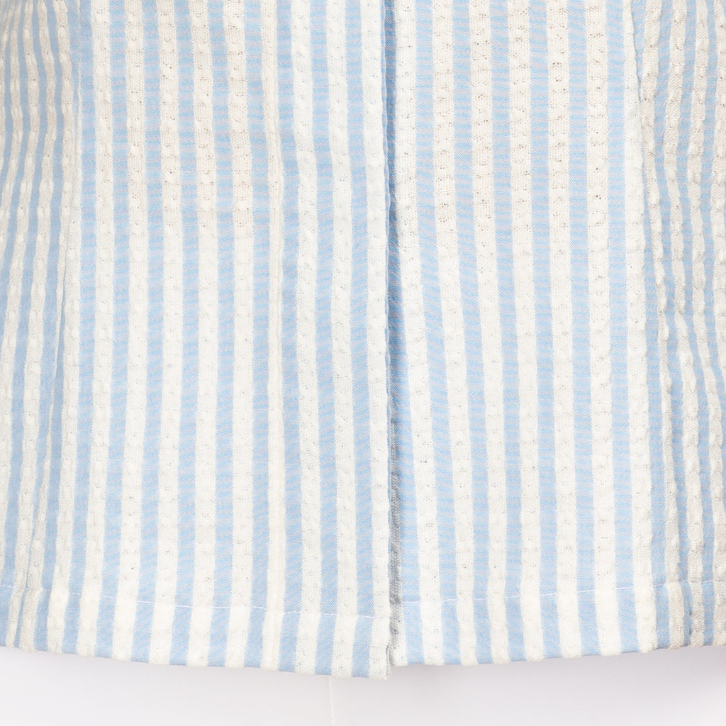 Covered Placket Shirt in Blue & White Stripe