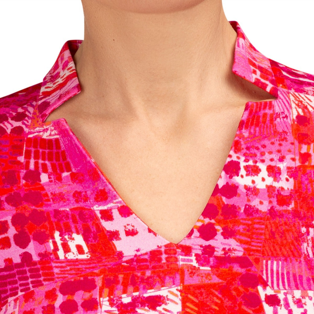 Notch Collar Tee in Pink Barcelona