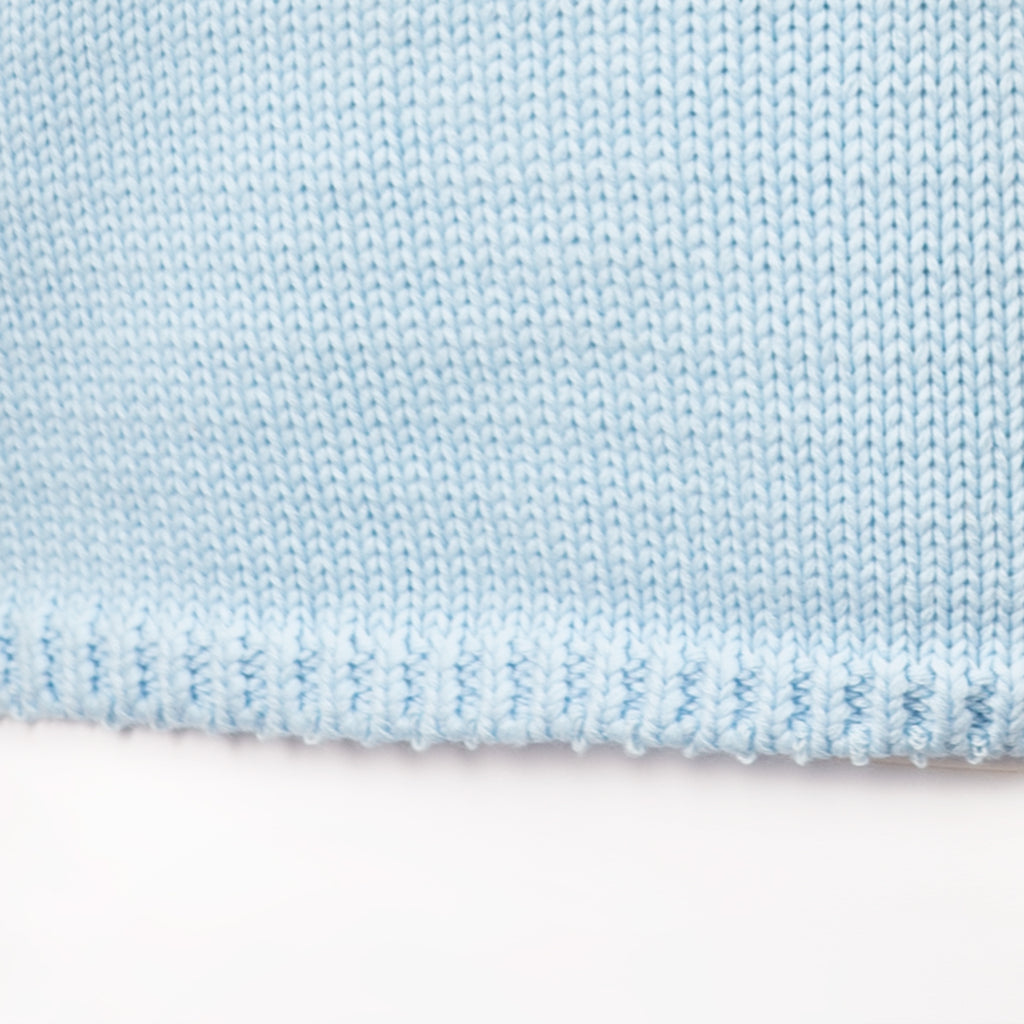 V Neck Cotton Pullover in Giorgio Blue