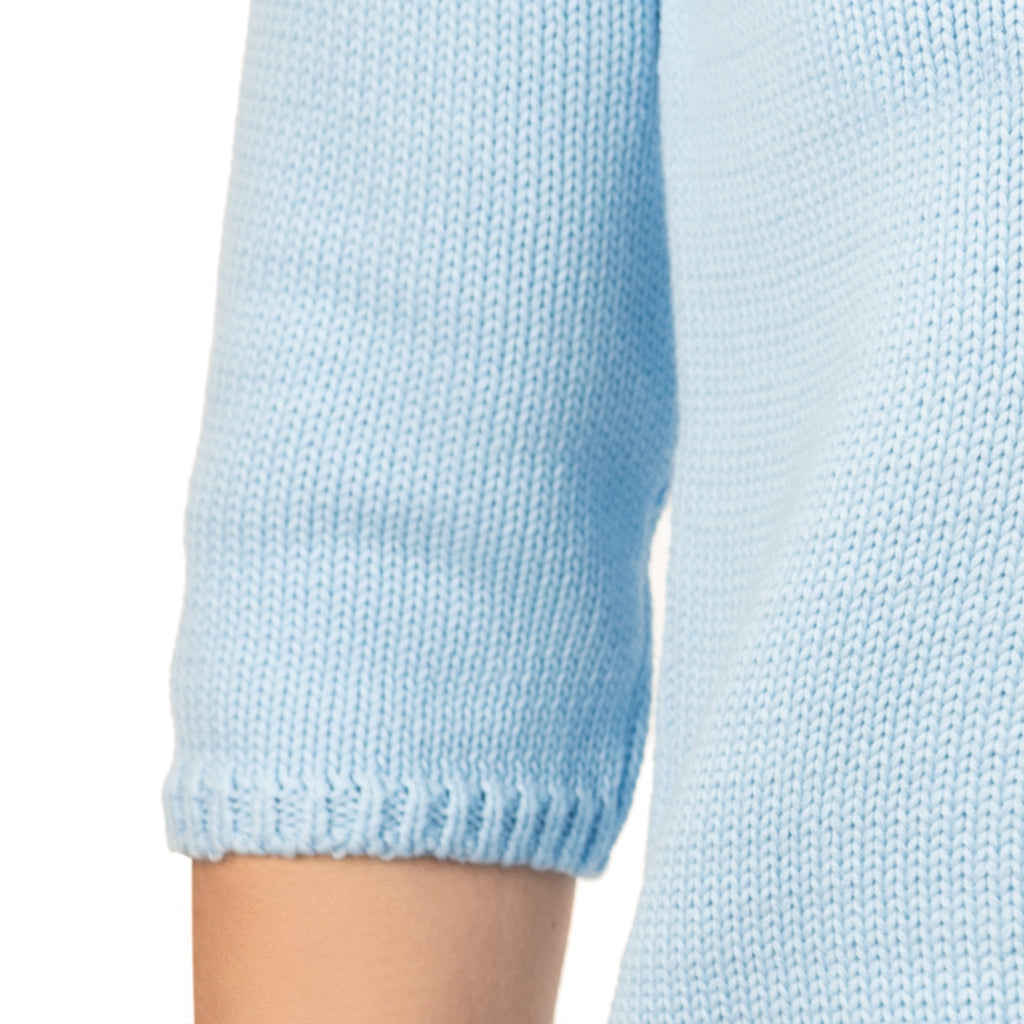 V Neck Cotton Pullover in Giorgio Blue