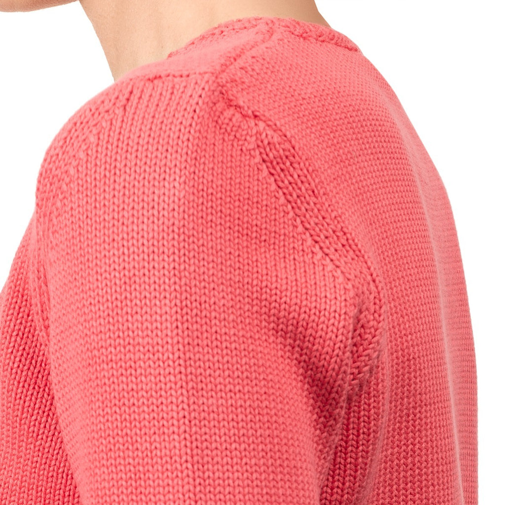 V Neck Cotton Pullover in Coral