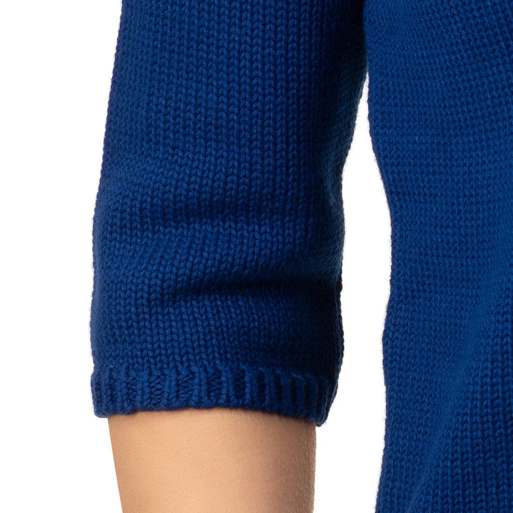 V Neck Cotton Pullover in Blue Ribbon