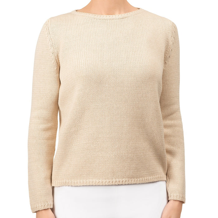 Long Sleeve Pullover in Beige Melange