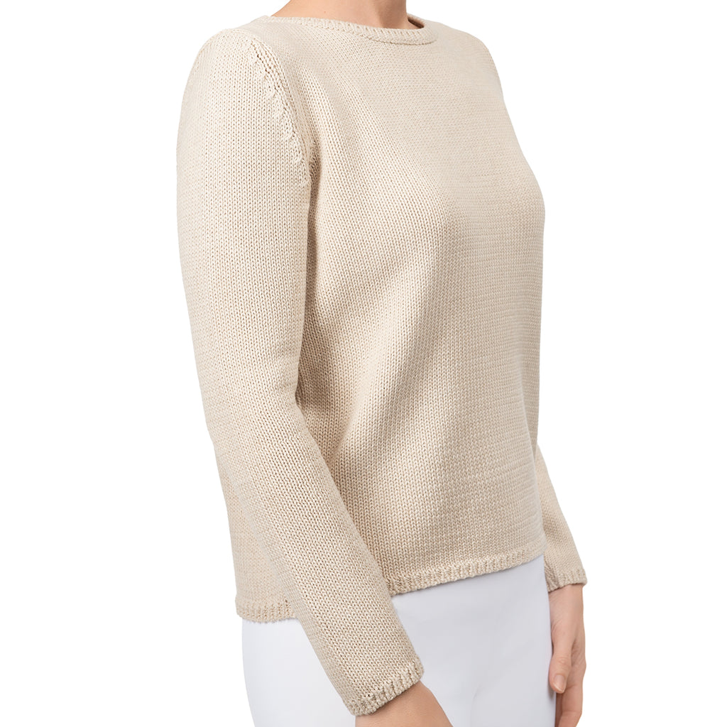 Long Sleeve Pullover in Beige Melange