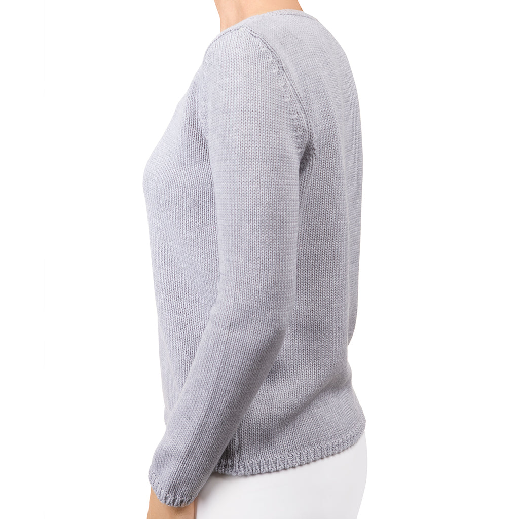 Long Sleeve Pullover in Grey Melange