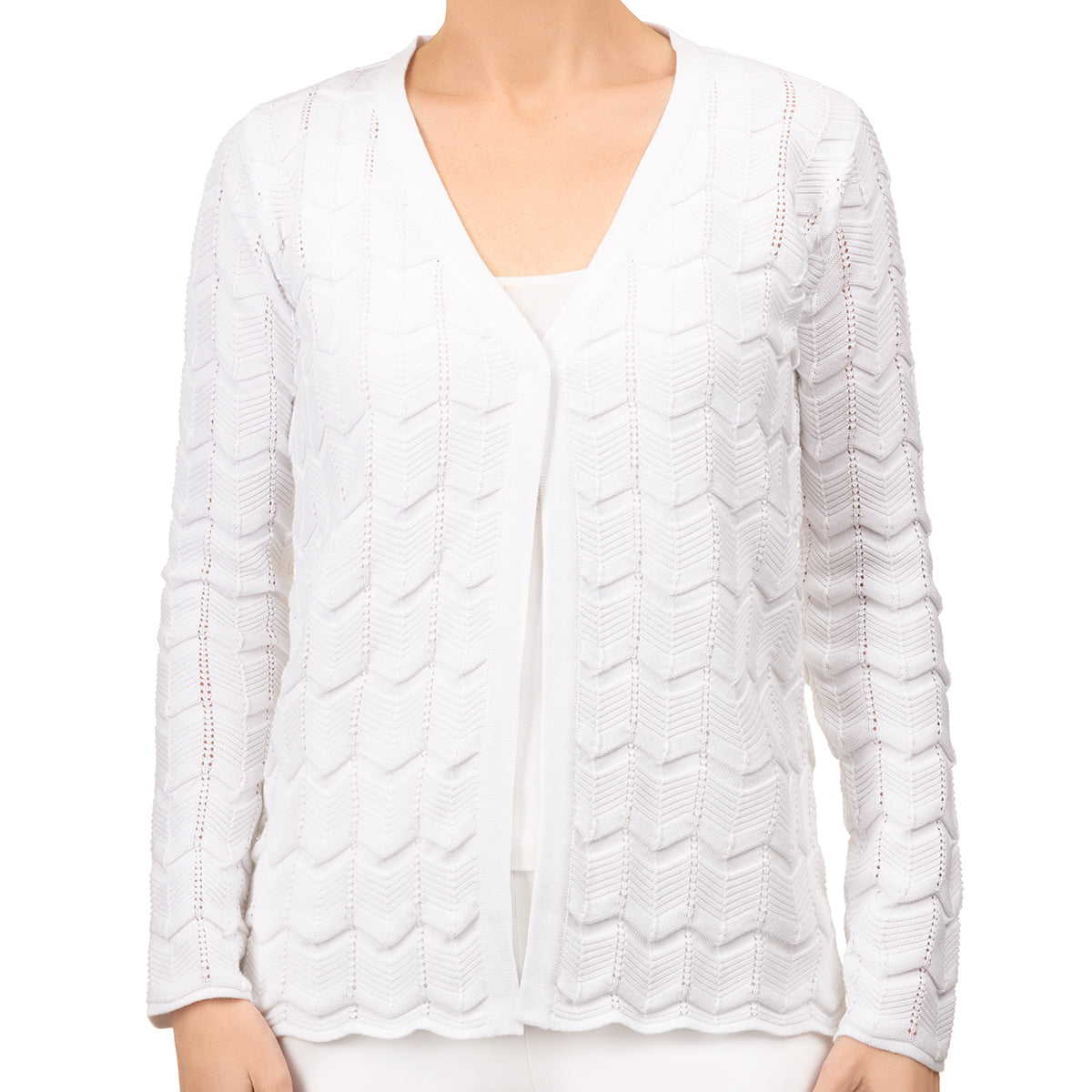 Chevron Cardigan in White – Leggiadro