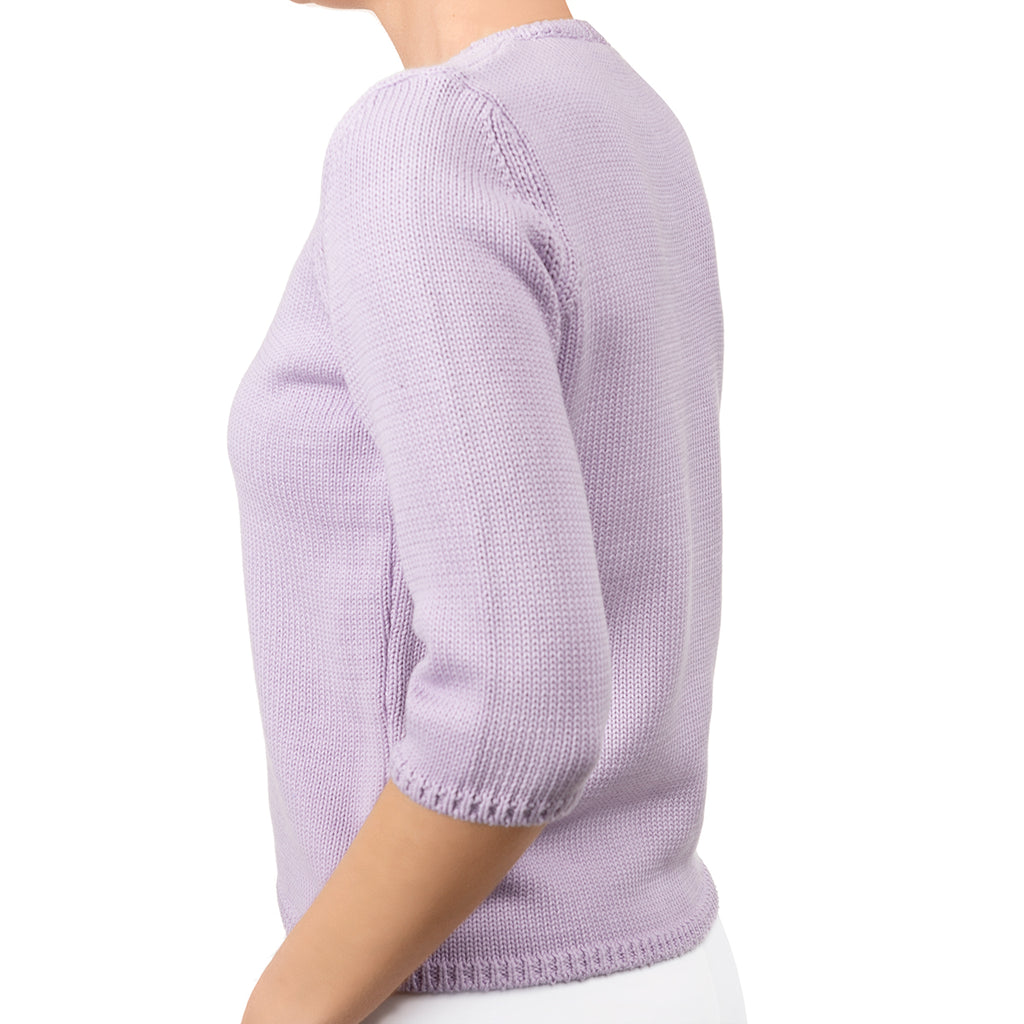 V Neck Cotton Pullover in Lilac