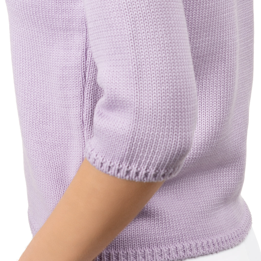 V Neck Cotton Pullover in Lilac