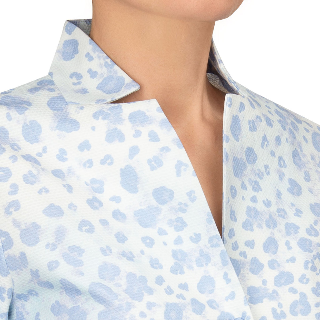 Inverted Notch Collar Pique Shirt in Blue Leo Mist