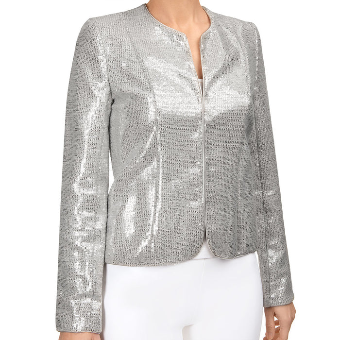 Sequin Princess Shaped Jacket in Silver